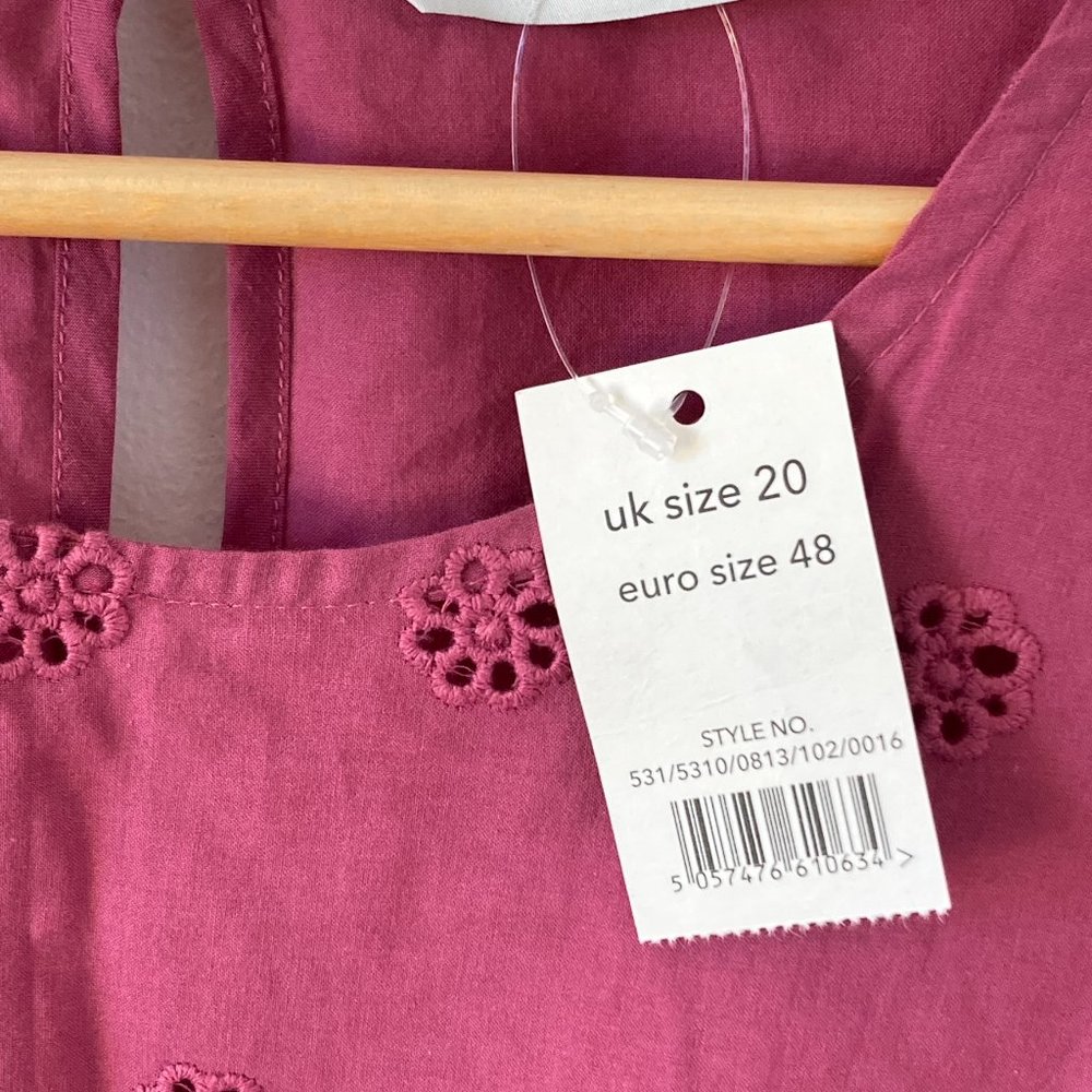 NWT George Women's Plum Broderie Anglais Lightweight Blouse Size 20 Barbiecore - Picture 10 of 11